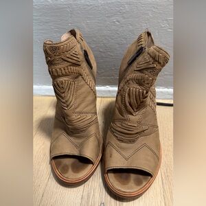 Vince Camuto Brown Peep-Toe Heeled Boots